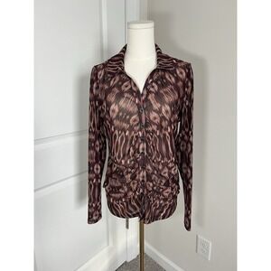 Women's Liverpool Long Sleeve Mesh Button Up Size Medium